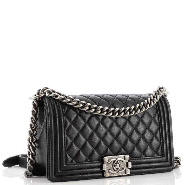 Chanel Boy Flap Bag Quilted Caviar Old Medium For Sale at 1stDibs