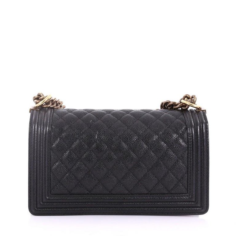 Chanel So Black Boy Flap Bag Quilted Caviar Old Medium Black 2310771