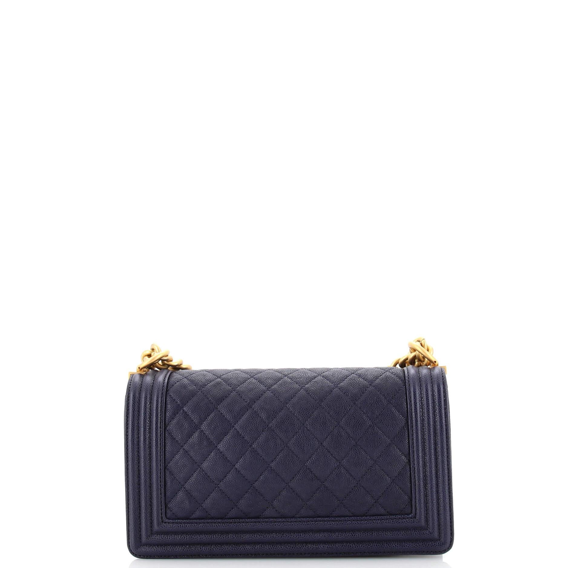 Chanel Boy Flap Bag Quilted Caviar Old Medium For Sale at 1stDibs