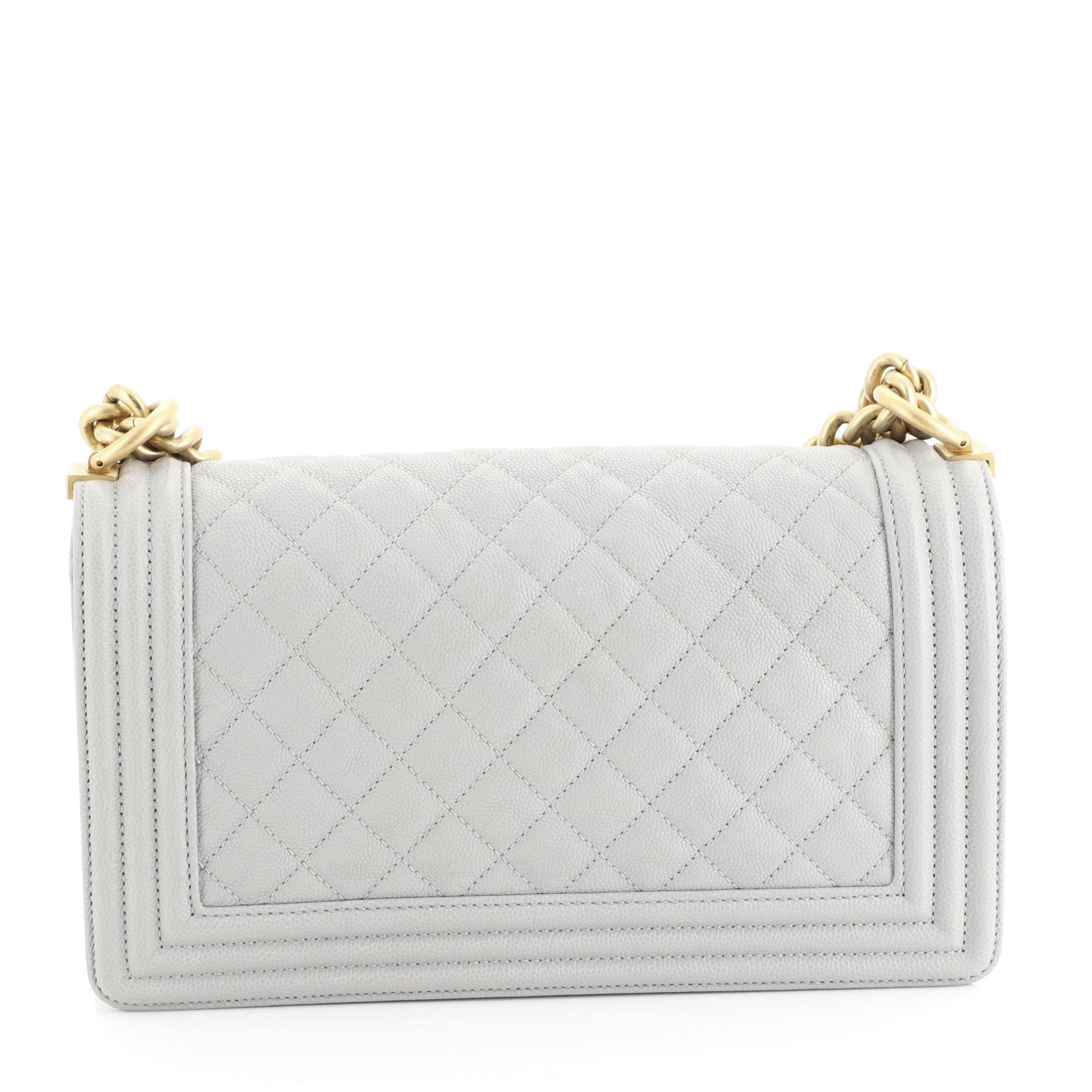 Women's Chanel Boy Flap Bag Quilted Caviar Old Medium