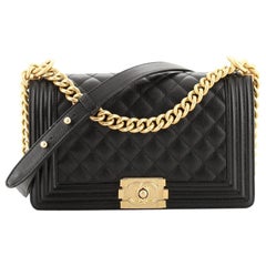 Chanel Boy Flap Bag Quilted Caviar Old Medium