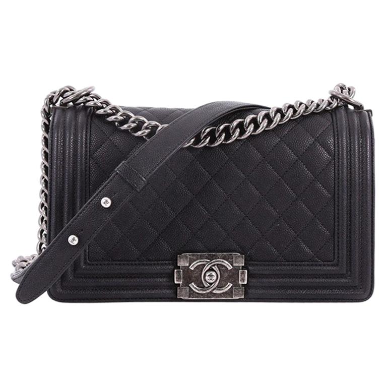 Chanel Boy Flap Bag Quilted Caviar Old Medium at 1stDibs