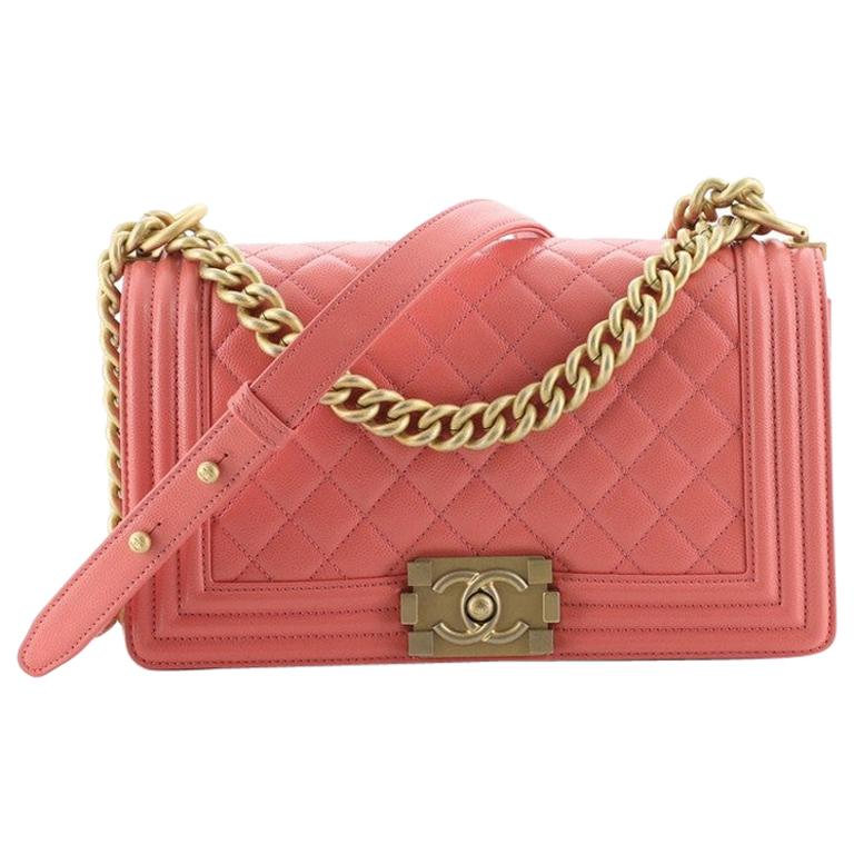 Chanel Quilted Lambskin and Python Le Boy Bag Mini - red at 1stDibs