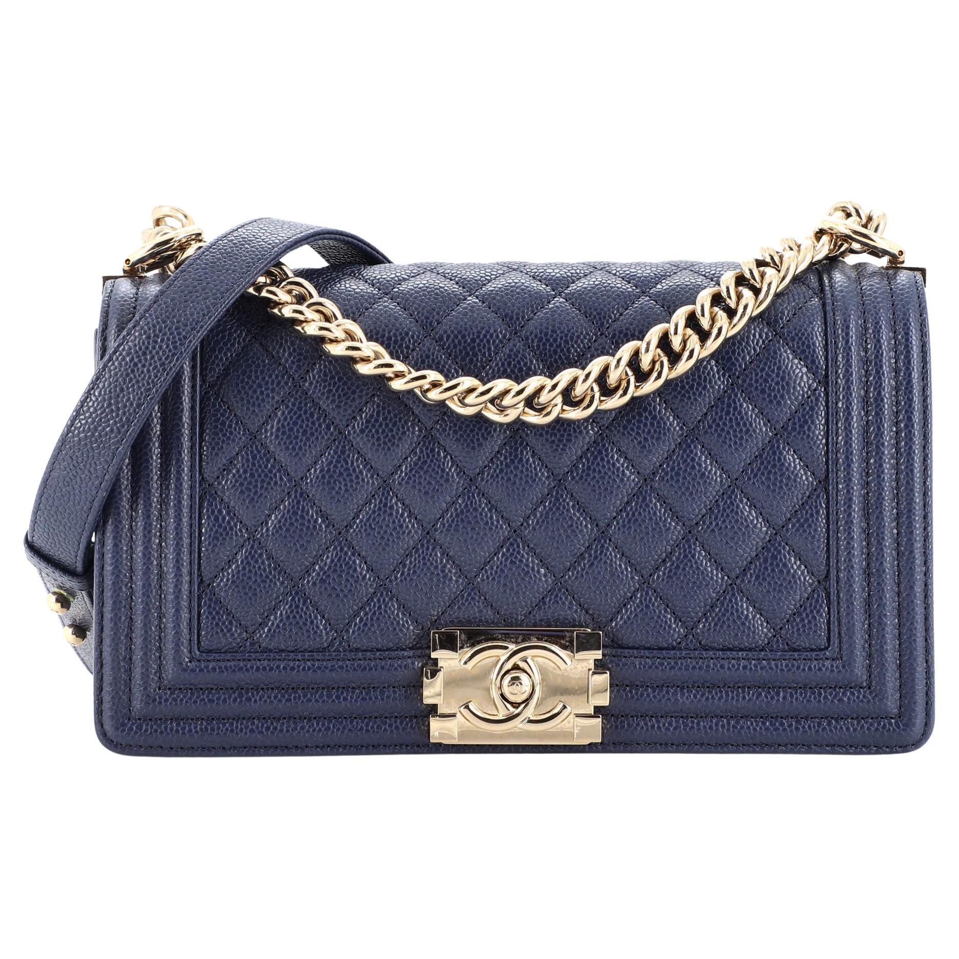 Chanel Boy Flap Bag Quilted Caviar Old Medium For Sale at 1stDibs