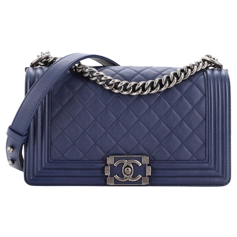 Chanel Boy Flap Bag Quilted Matte Caviar Old Medium For Sale at 1stDibs