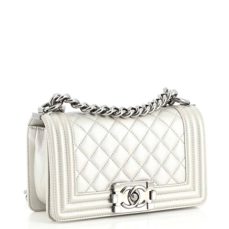 Chanel Boy Flap Bag Quilted Caviar Small For Sale at 1stDibs
