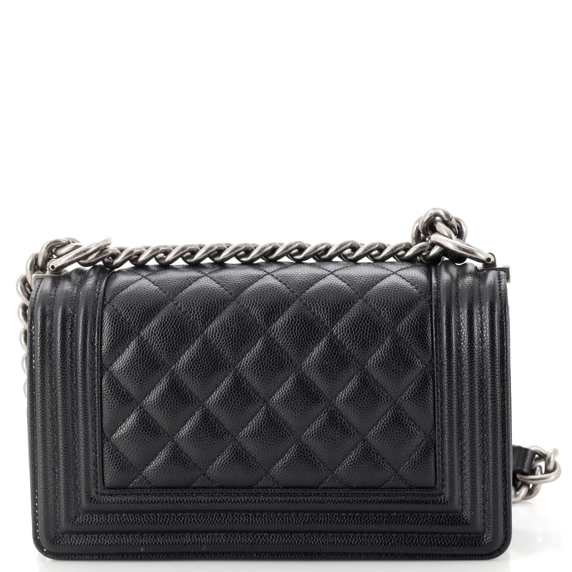 Women's or Men's Chanel Boy Flap Bag Quilted Caviar Small