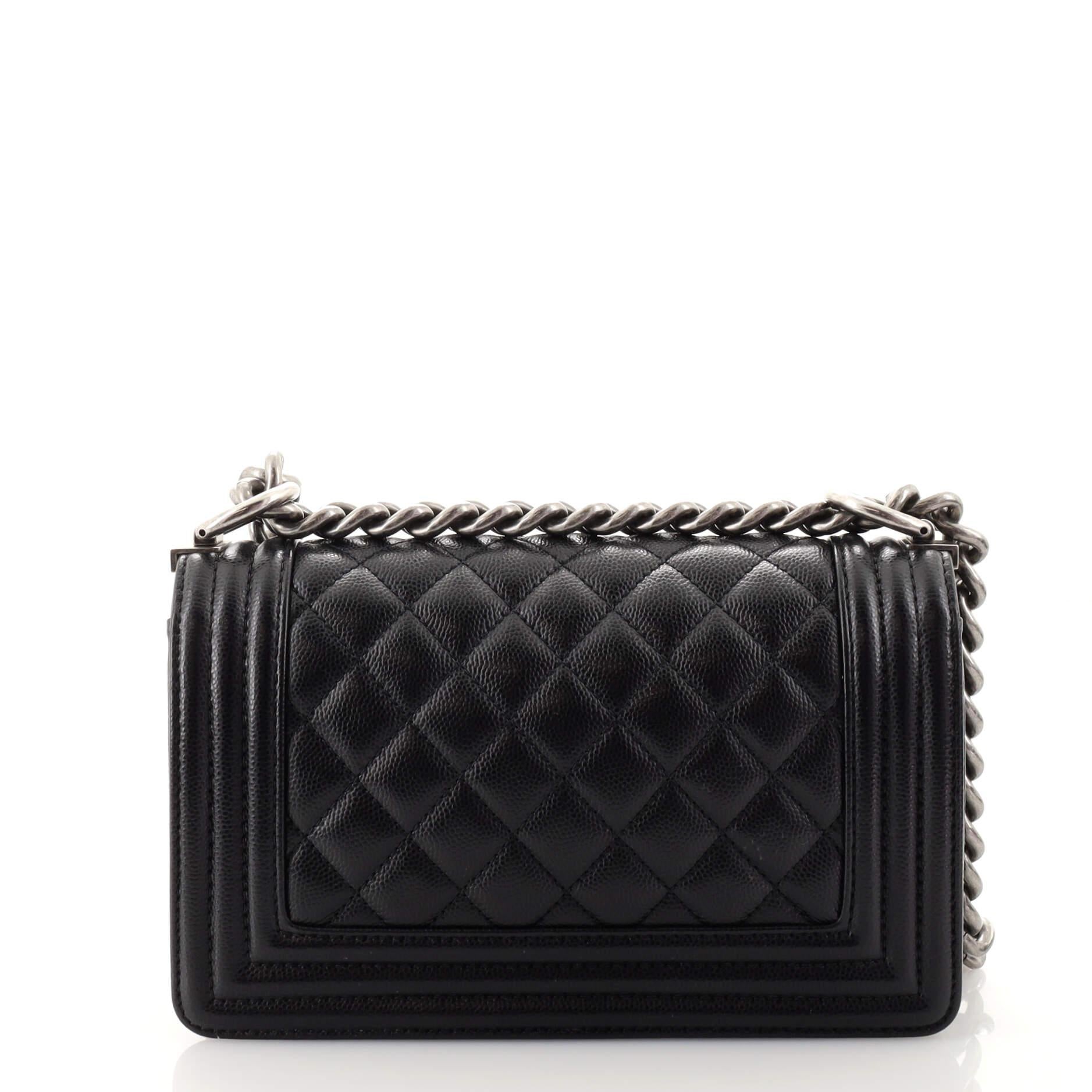 Women's or Men's Chanel Boy Flap Bag Quilted Caviar Small
