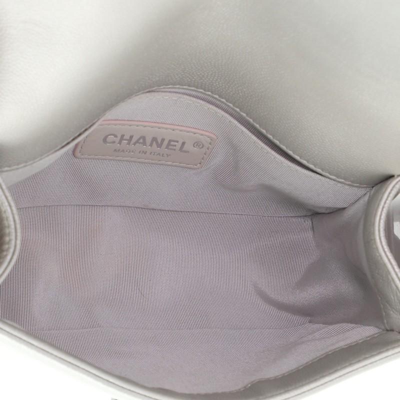 Gray Chanel Boy Flap Bag Quilted Caviar Small