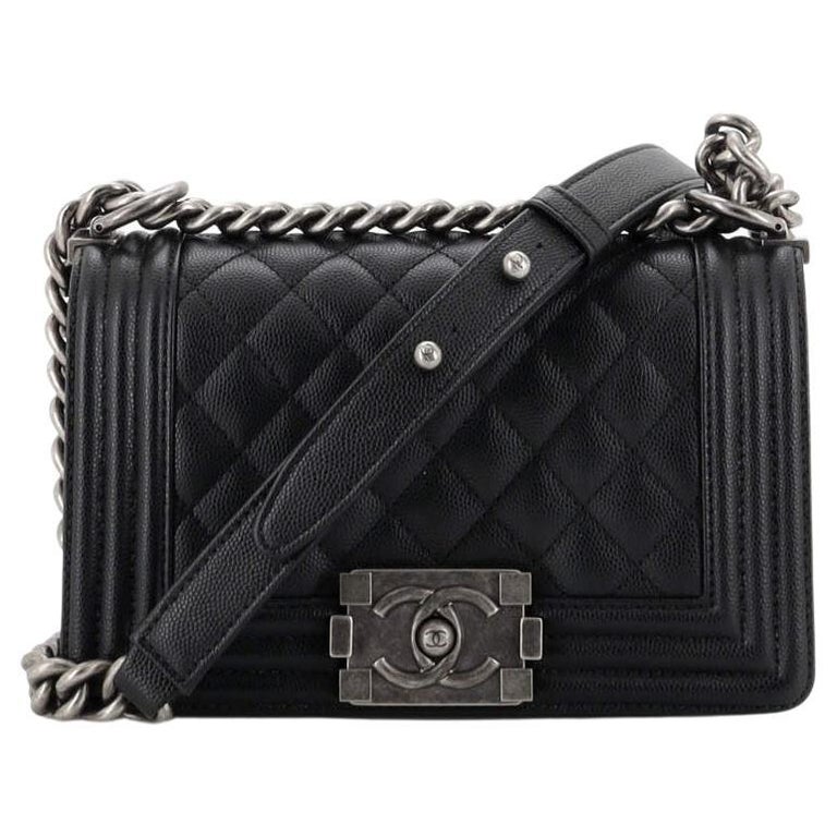Chanel Boy Flap Bag Quilted Caviar Small For Sale at 1stDibs