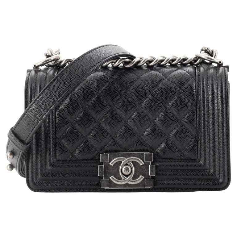 Chanel Boy Flap Bag Quilted Caviar Small For Sale at 1stDibs