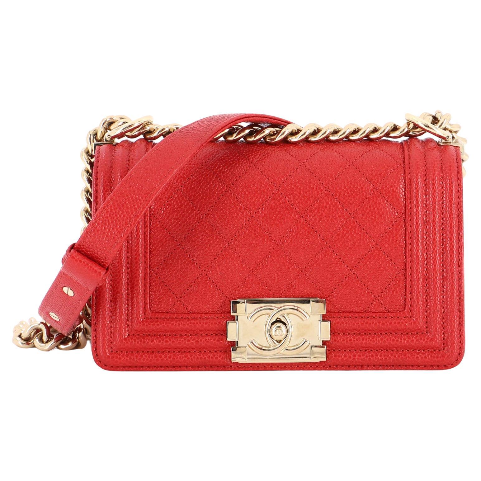 Chanel Boy Flap Bag Quilted Caviar Small For Sale