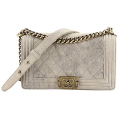 Chanel Boy Flap Bag Quilted Distressed Suede Old Medium