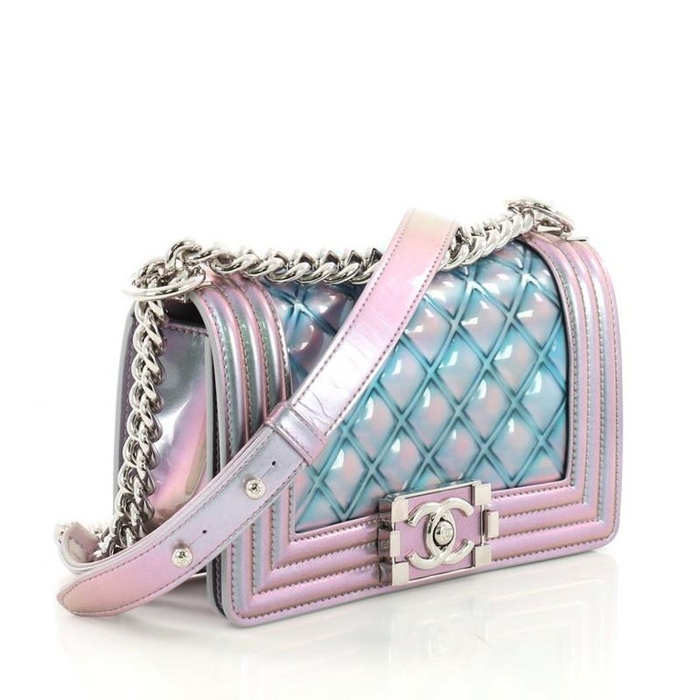 Chanel Boy Flap Bag Quilted Holographic PVC Small at 1stdibs