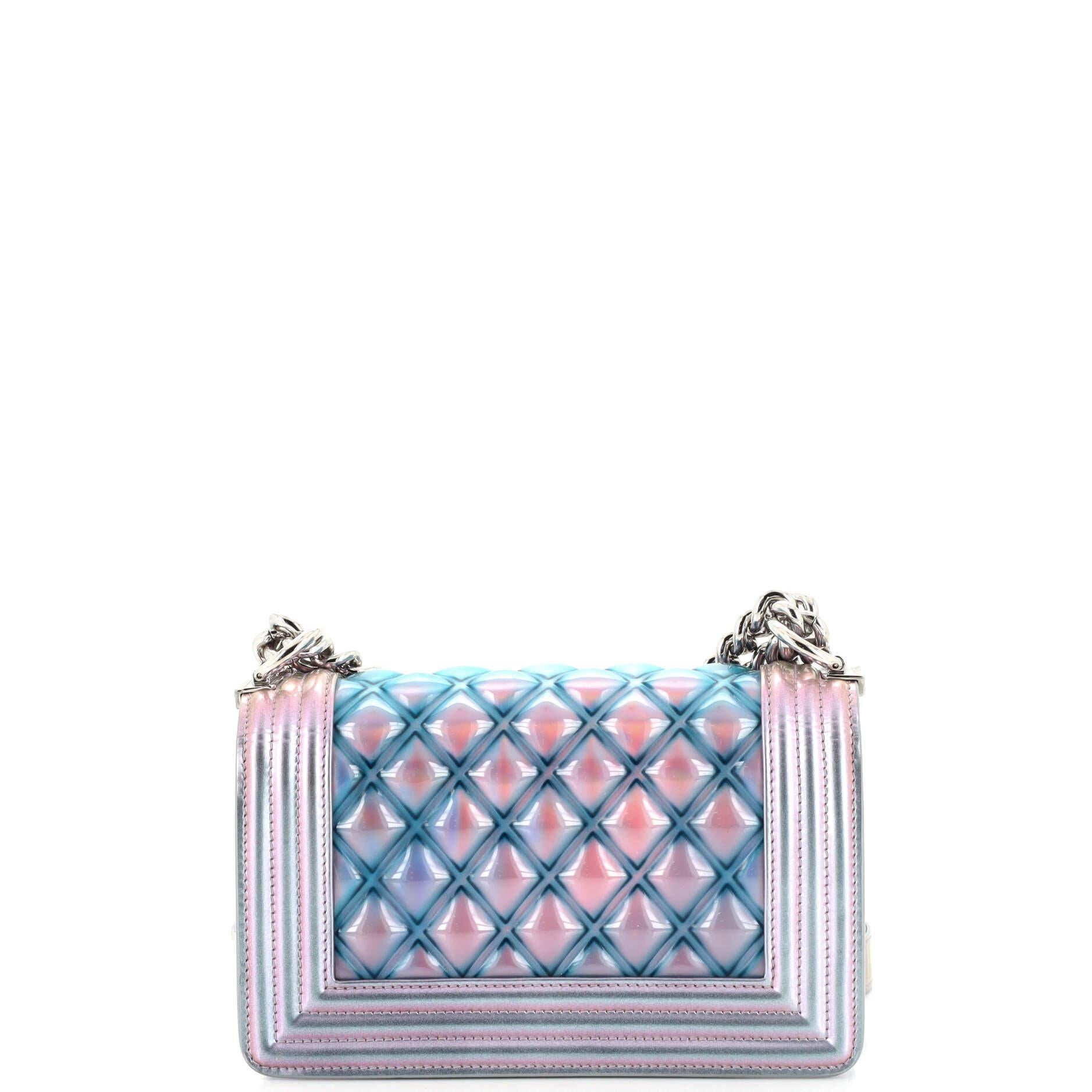 Chanel Boy Flap Bag Quilted Holographic PVC Small In Good Condition In NY, NY