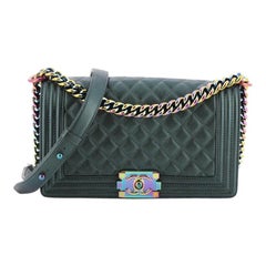 Chanel Boy Flap Bag Quilted Iridescent Goatskin Old Medium