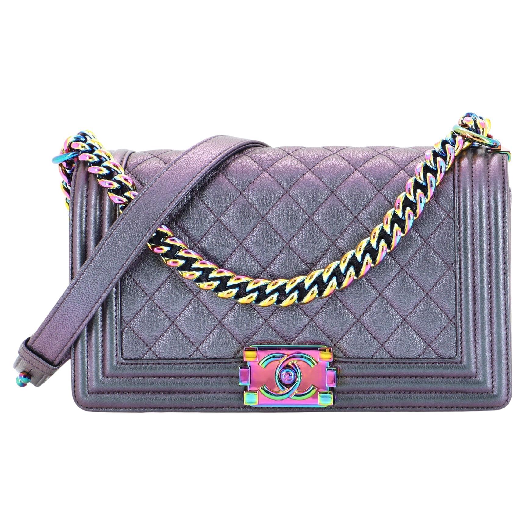 Chanel Iridescent Boy Bag - 7 For Sale on 1stDibs  chanel boy bag  iridescent, chanel gentle boy bag, iridescent chanel bag