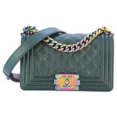 Chanel Boy Flap Bag Quilted Iridescent Goatskin Small