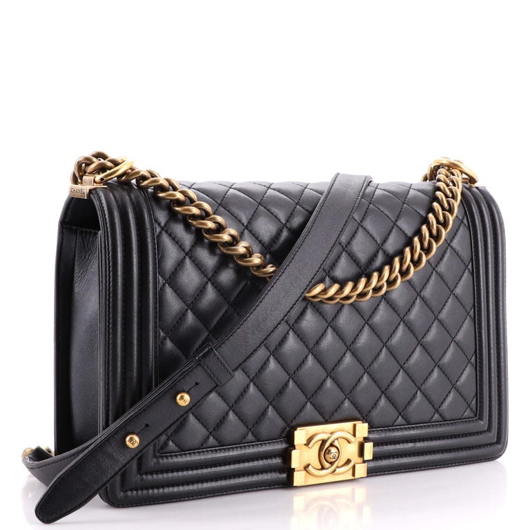 Chanel Chain Handle Boy Flap Bag Quilted Glazed Calfskin New Medium at  1stDibs  chanel chain handle bag, chanel bag with handle and chain, chanel  boy top handle