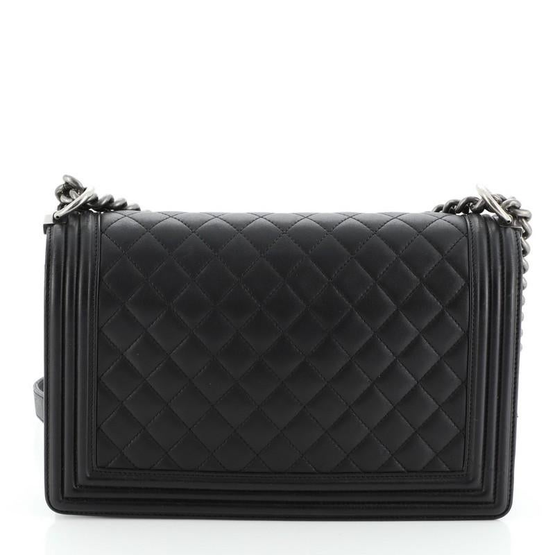 Black Chanel Boy Flap Bag Quilted Lambskin New Medium