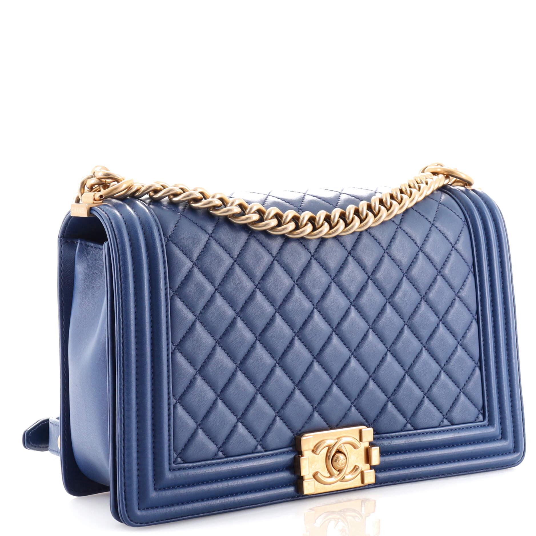Chanel Boy Flap Bag Quilted Lambskin New Medium at 1stDibs baby blue