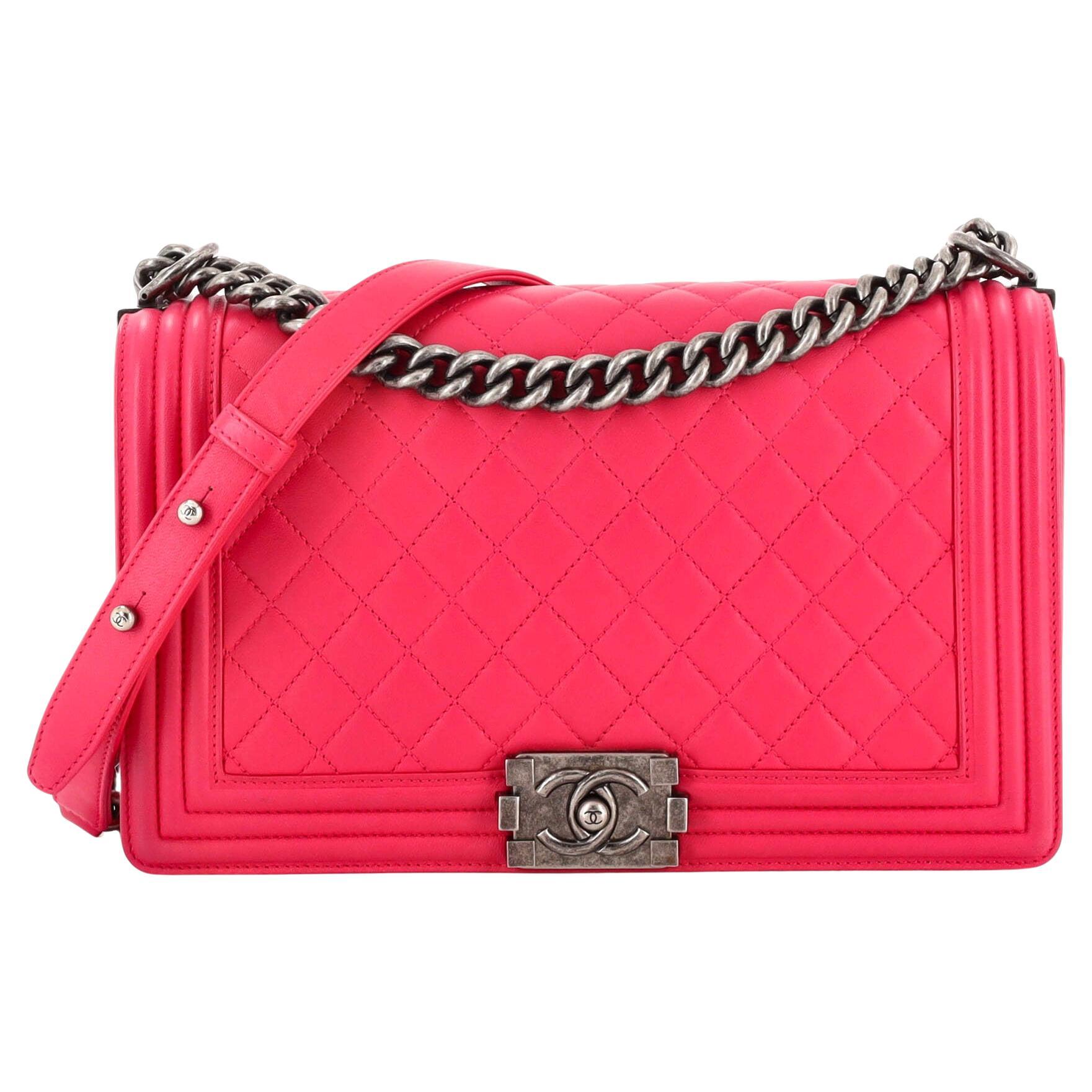Chanel Boy Flap Bag Quilted Lambskin New Medium For Sale