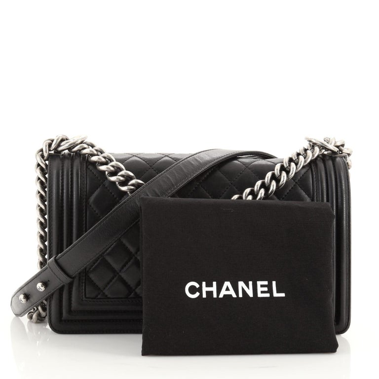 Chanel Boy Quilted New Medium Flap Black Lambskin Leather Cross Body B -  MyDesignerly