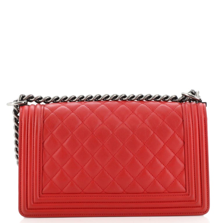 Chanel Boy Flap Bag Quilted Lambskin Old Medium at 1stDibs