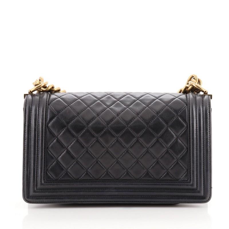 Chanel Boy Flap Bag Quilted Lambskin Old Medium In Fair Condition In NY, NY