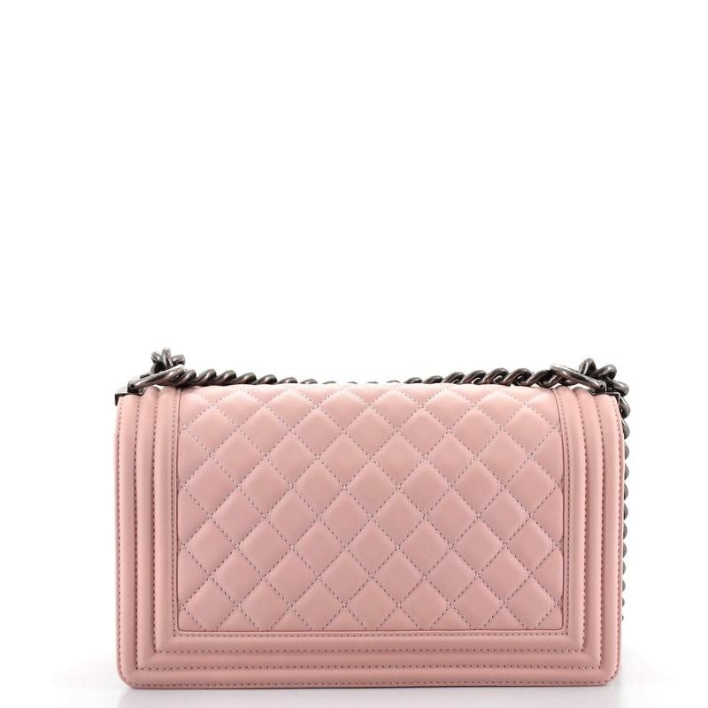 Chanel Boy Flap Bag Quilted Lambskin Old Medium In Good Condition In NY, NY