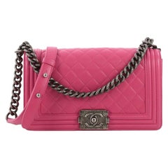 Chanel Boy Flap Bag Quilted Lambskin Old Medium