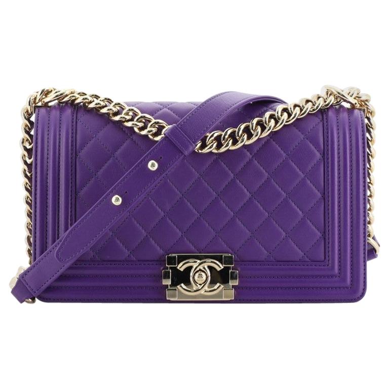 Chanel Boy Flap Bag Quilted Lambskin Old Medium at 1stDibs  chanel boy  purple, purple chanel boy bag, purple chanel bag