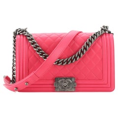 Chanel Boy Flap Bag Quilted Lambskin Old Medium