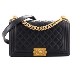 Chanel Boy Flap Bag Quilted Lambskin Old Medium