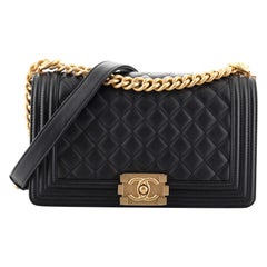 Chanel Boy Flap Bag Quilted Lambskin Old Medium