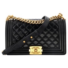 Chanel Boy Flap Bag Quilted Lambskin Old Medium