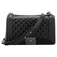 Chanel Boy Flap Bag Quilted Lambskin Old Medium