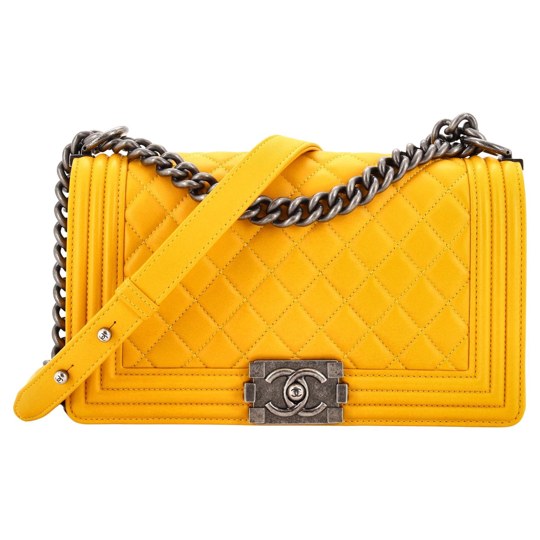 Chanel Boy Flap Bag Quilted Lambskin Old Medium For Sale
