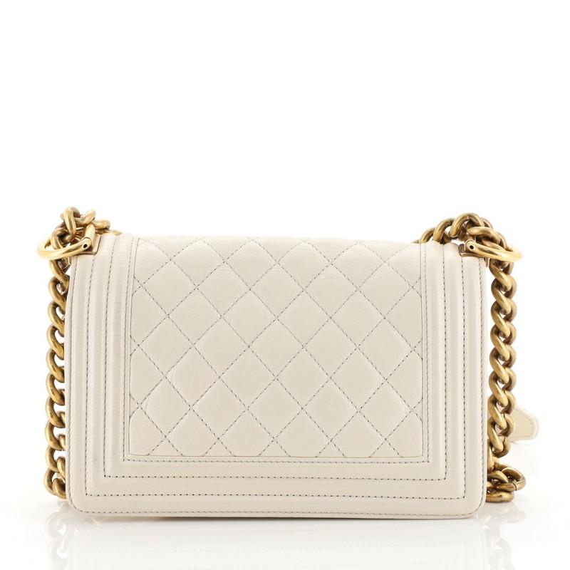 Beige Chanel Boy Flap Bag Quilted Lambskin Small