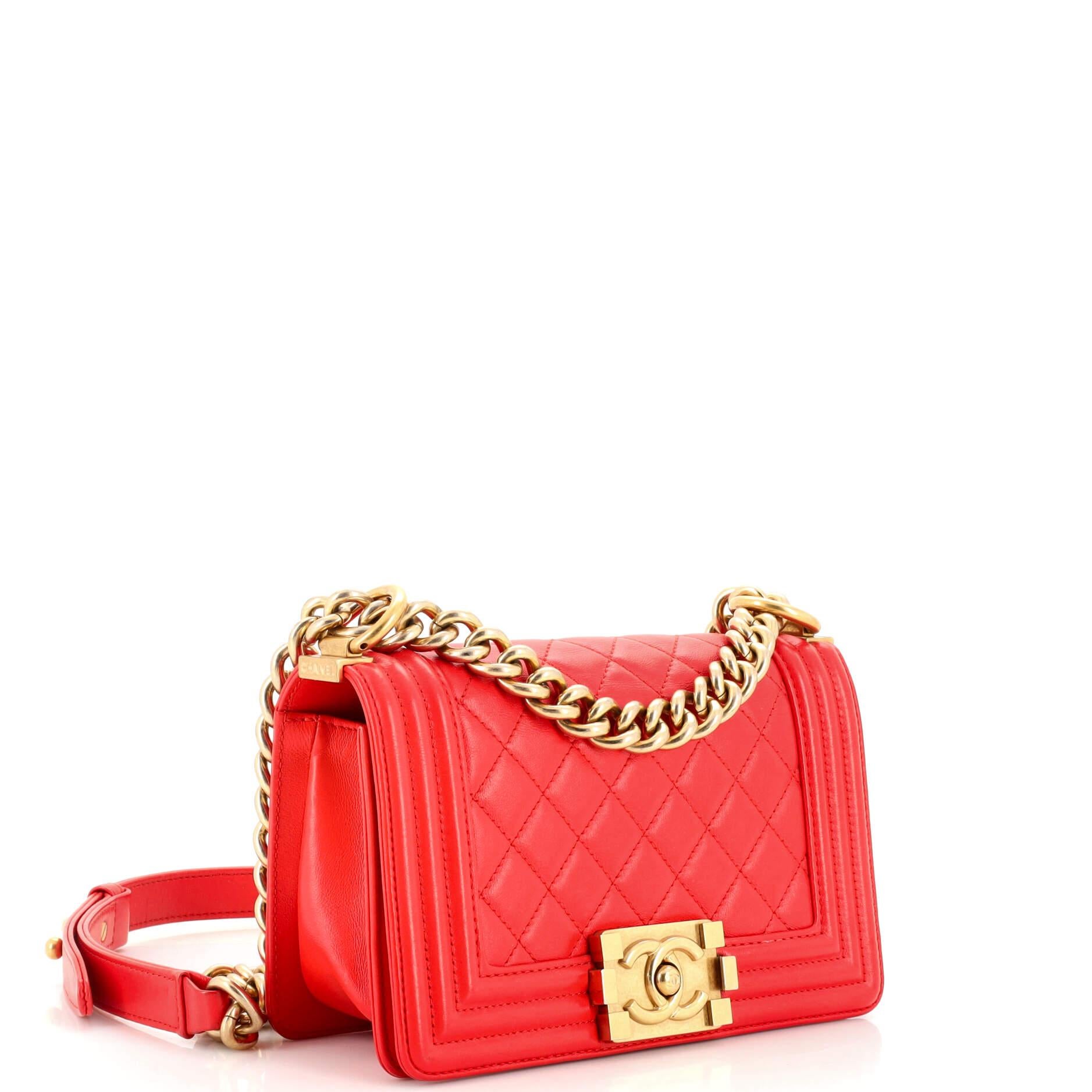 Chanel Boy Flap Bag Quilted Lambskin Small In Good Condition For Sale In NY, NY