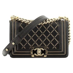 Chanel Boy Flap Bag Quilted Lambskin With Micro Chain Detail Small
