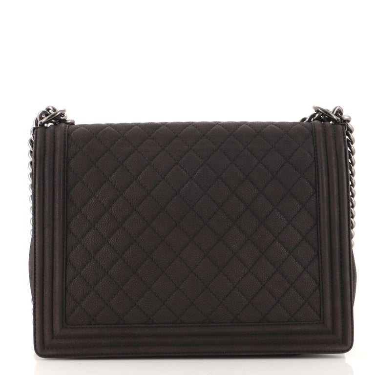 Chanel Boy Flap Bag Quilted Matte Caviar Large For Sale at 1stDibs