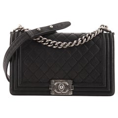 Chanel Boy Flap Bag Quilted Matte Caviar Old Medium