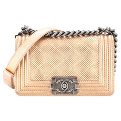 Chanel Boy Flap Bag Quilted Metallic Perforated Calfskin Small