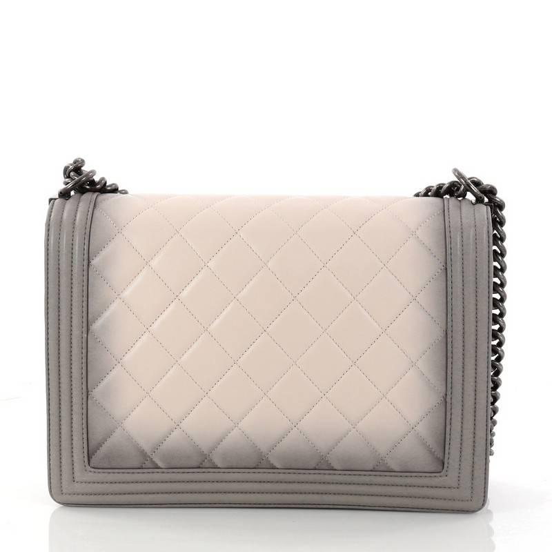 Chanel Boy Flap Bag Quilted Ombre Calfskin Large In Good Condition In NY, NY