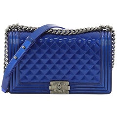 Chanel Boy Flap Bag Quilted Patent New Medium
