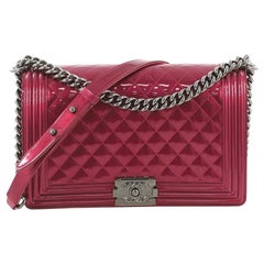 Chanel Boy Flap Bag Quilted Patent New Medium