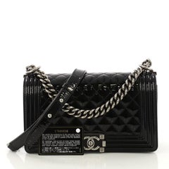 Chanel Boy Flap Bag Quilted Patent Old Medium