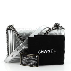 Chanel Boy Flap Bag Quilted Patent Old Medium
