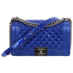 Chanel Boy Flap Bag Quilted Patent Old Medium